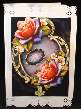 Peach 'twinkle' Roses on Golden Frame Mini Kit by Yvonne Middleton