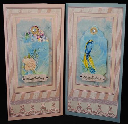 Happy Birthday - Rose and Bird Dl Cards by Yvonne Middleton