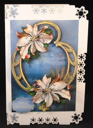 White Poinsettias on Golden Frame Mk by Yvonne Middleton