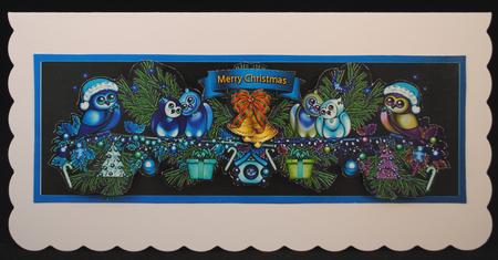Owl Dl Christmas Blue Swag by Yvonne Middleton