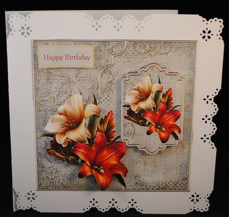 Fall Lilies 7x7 Card with Decoupage by Yvonne Middleton