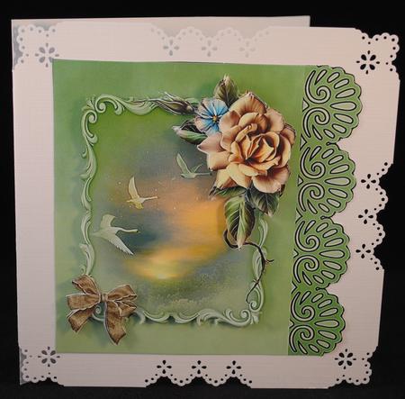 Flying Swans and Rose Cardfront by Yvonne Middleton