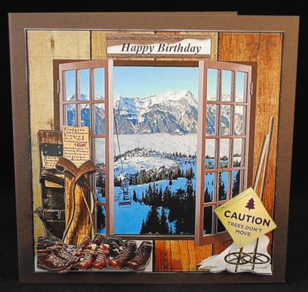 Ski Holiday Card Topper with Decoupage by Yvonne Middleton