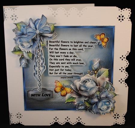 Blue Roses with Verse Topper by Yvonne Middleton