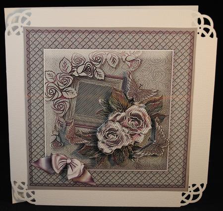 Shabby Chic Aubergine Roses - 8in x 8in Decoupage by Yvonne Middleton