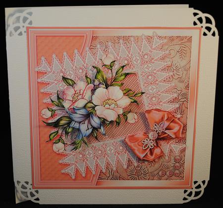 Pink Anemones and Lace - 8in x 8in Decoupage by Yvonne Middleton