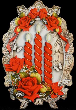 Vintage Candles with Red Roses Card Kit by Yvonne Middleton