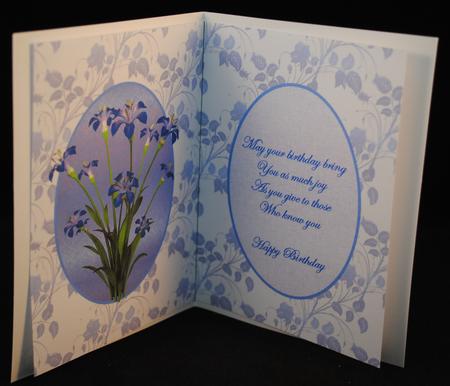 Blue Floral Insert with Birthday Verse by Yvonne Middleton