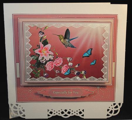 Roses, Hummingbird and Butterflies by Yvonne Middleton