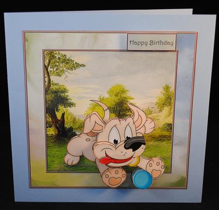 Puppy Fetch the Ball 7x7 Card with Decoupage by Yvonne Middleton