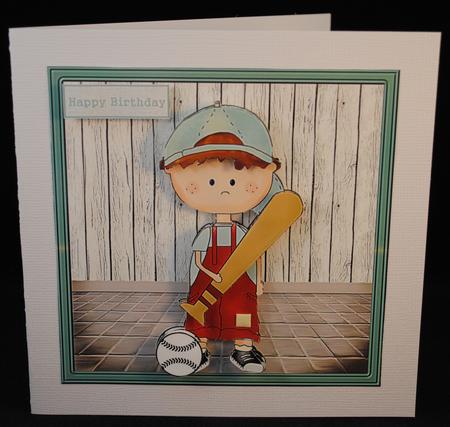 Base Ball 7x7 Card with Decoupage by Yvonne Middleton
