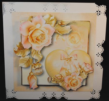Hearts & Flowers - Pale Pink & Gold by Yvonne Middleton