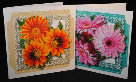 2 Flowers Toppers in Pink and Orange  by Yvonne Middleton