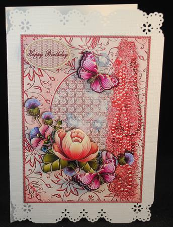 Pink Floral Passion in a Diamond and Swirl Frame by Yvonne Middleton