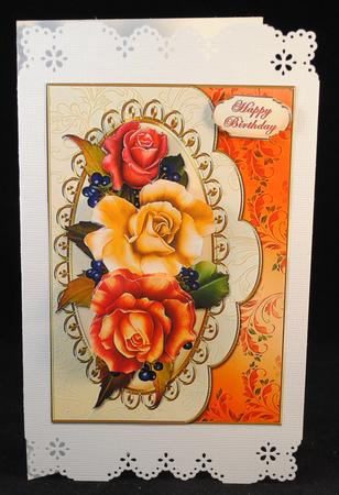 Amber Roses Envelope Style Card Front by Yvonne Middleton