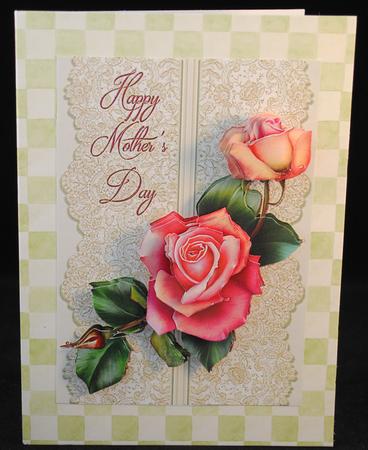 Roses on Lace - Pink on Cream - Mothers Day by Yvonne Middleton