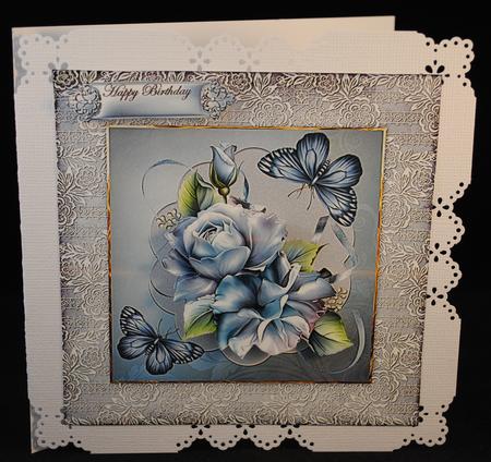 Butterfly and Roses 7x7 Card and Decoupage by Yvonne Middleton