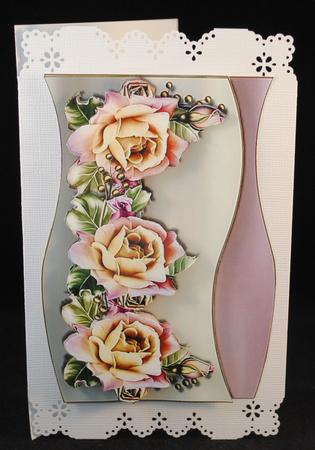 Shaped Card Lavender Winter Roses by Yvonne Middleton