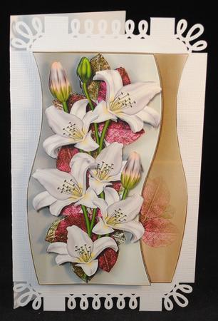 Shaped Card White Lilies Sympathy by Yvonne Middleton