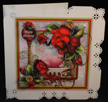 Red Roses Square Card Front by Yvonne Middleton