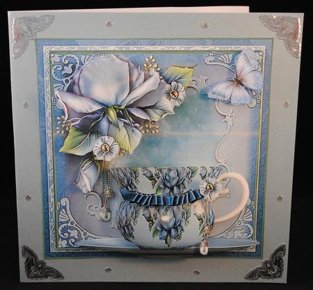 The Rose Tea Cup Card Front Kit by Yvonne Middleton