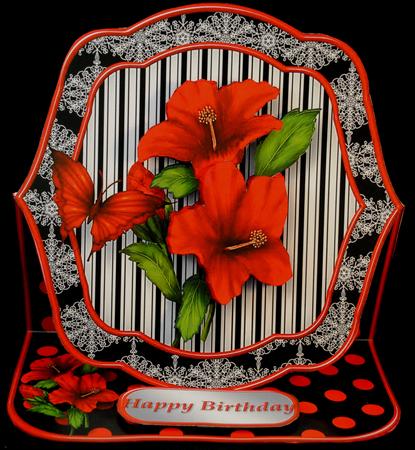 Red Hibiscus - Shaped Easel Card Mini Kit by Yvonne Middleton