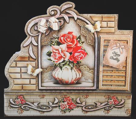 Cream Wall with Soft Roses Card Mini Kit by Yvonne Middleton