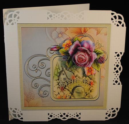House on the Bridge 7x7 Card with Decoupage by Yvonne Middleton