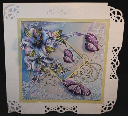 Lily and Butterfly 7x7 Card with Decoupage by Yvonne Middleton