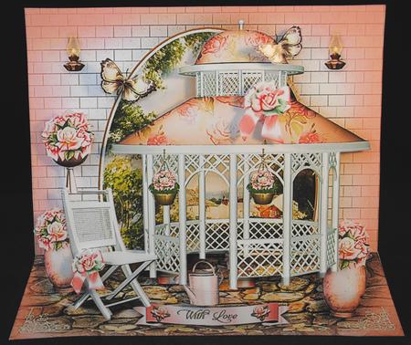 Beautiful Garden with Pink Arbor Card by Yvonne Middleton