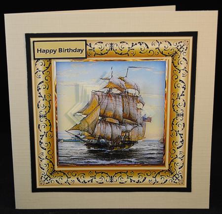 Sailing Ship 6x6 Card with Pyramid Layers by Yvonne Middleton