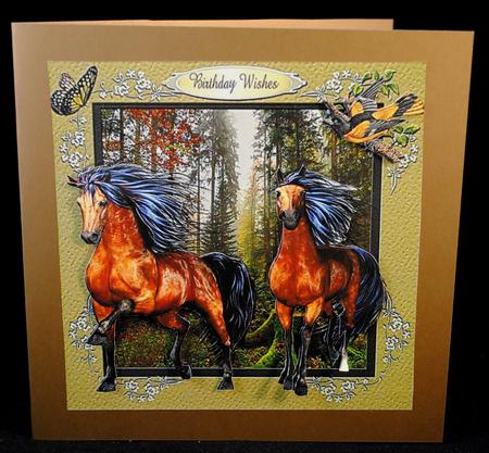 Horses and Birds 3 - Quick Card by Yvonne Middleton