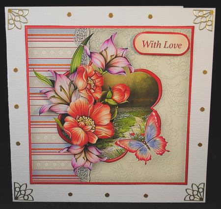 Flower Meadow and Lace Decoupage Card Front by Yvonne Middleton