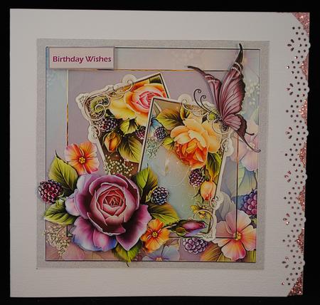 English Rose 7x7 Card with Decoupage by Yvonne Middleton