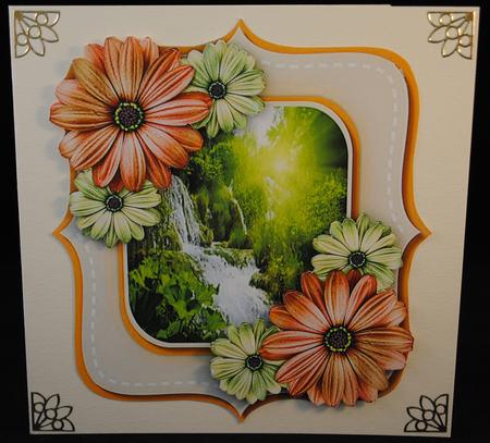 Beautiful Daisy's and Waterfall Scene  by Yvonne Middleton