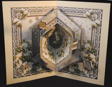 Time for Tea Pop-up Kit ? Cream Roses on a Spotted Backgroun by Yvonne Middleton