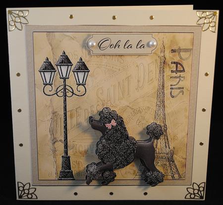 The Poodle in Paris 7x7 Card with Decoupage by Yvonne Middleton