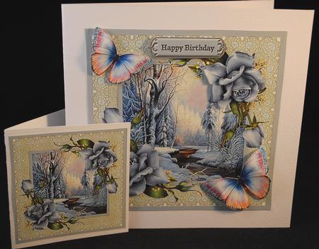 Winter Scene with Blue Roses by Yvonne Middleton