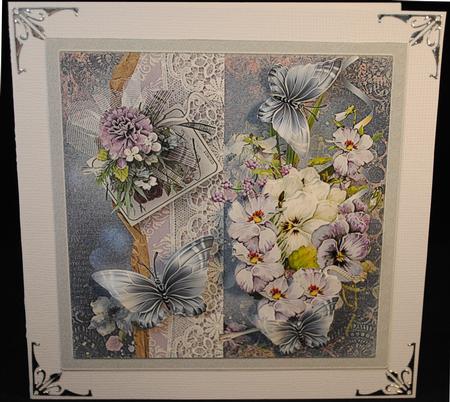 Butterfly and Pansy 7x7 Card with Decoupage by Yvonne Middleton