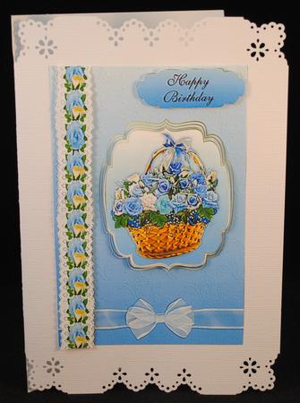 Basket of Blue Roses Birthday or Wedding Anniversary by Yvonne Middleton