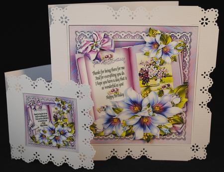Violet Flowers and Book Card Mini Kit by Yvonne Middleton