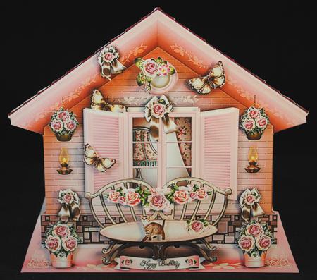 Pink Cottage with Bench Card Mini Kit by Yvonne Middleton