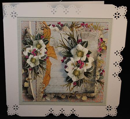White Floral 7x7 Card with Decoupage by Yvonne Middleton