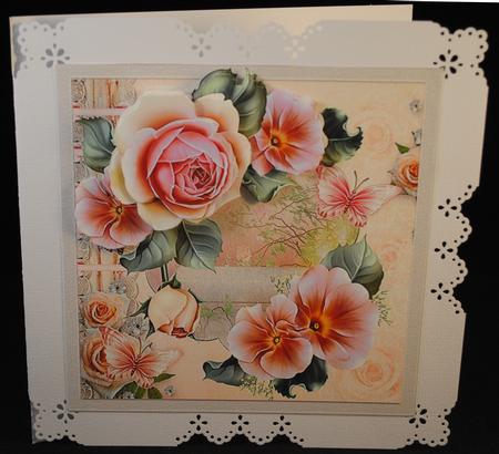 Roses in Bloom 7.5x7.5 Card and Decoupage by Yvonne Middleton