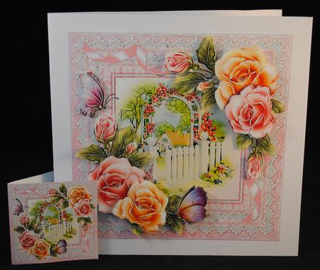 8x8 Cottage Garden Gate with Shimmering Roses Mini Kit by Yvonne Middleton