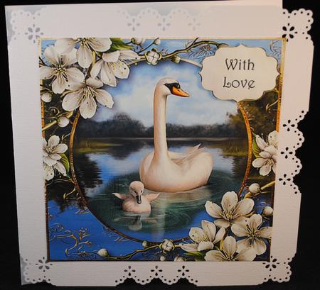 Mother & Baby Swan 8x8 Quick Topper by Yvonne Middleton