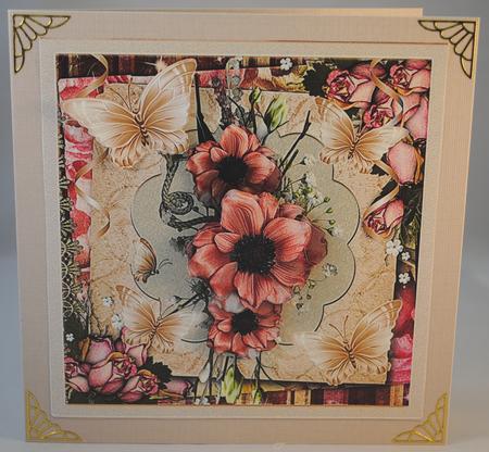 Pink Vintage Poppy 7.5 X7.5 Card and Decoupage by Yvonne Middleton