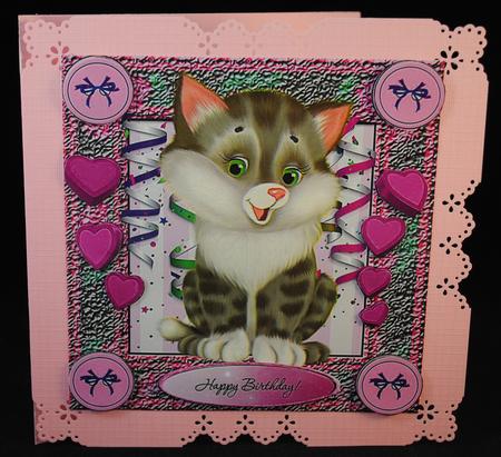 Kitten Love Pink Quick Card by Yvonne Middleton