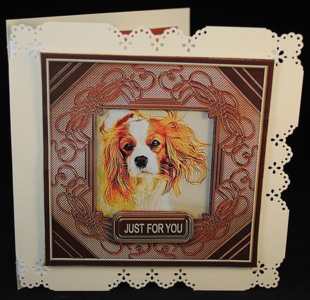 Springer Spaniel Puppy in a Copper Frame 5in x 5in Decoupage by Yvonne Middleton