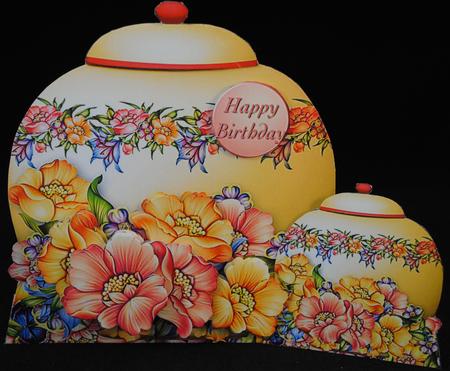 Pot with Summer Flowers - Card Mini Kit by Yvonne Middleton